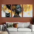 thumbnail image 6 of Large Black Wall Art - African American Black Girl Wall Art Colorful Black African Woman Black and Gold Canvas Picture Wall Decor for Living Room Bedroom Home Decoration, 6 of 6