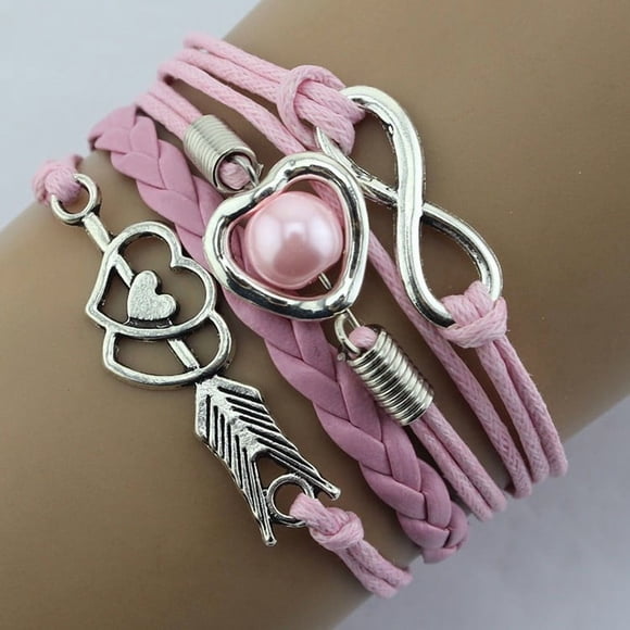 Fashionable Retro Heart Pearl Cord Layer Bracelet for Everyday Wear and accessorizing in Durable Alloy Craftsmanships