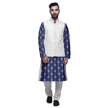 

Atasi Indian Kurta Pyjama Jacket Set For Men Printed Classic Casual Clothing