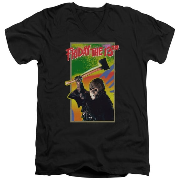 Friday The 13Th - Retro Game - Slim Fit V Neck Shirt - X-Large