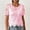 Pink Tops, variant on CUSTG Casual Shirts For Women Summer Solid Color Fashion Short Sleeve Blouse With Elegant Lace Hollow Out Design Comfortable Round Neck Versatile Tops For Daily Wear Vacation Dailywear