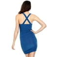 thumbnail image 3 of Sexy Ruched Bodycon Dress Tight Short Mini Dress w/ Criss Cross Back, 3 of 3