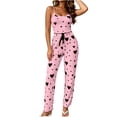 thumbnail image 2 of Hrsba Comfy Pajama Sets for Women 2 Piece,Print Ruffled Tank Top and Tie Waist Long Pants Pajama Sets for Women Soft, 2 of 7