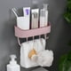 thumbnail image 4 of Organizador de Estante de Baño Macarena Sin Taladrar Ahorra Espacio con 5 Ganchos Rosado, 4 of 7