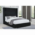 thumbnail image 2 of Velvet Upholstered California King Size Bed with Electric Fireplace, USB Port, Modern Bedroom Bed Frame, Black, 2 of 7