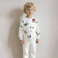 thumbnail image 2 of Byoo Basic Sweatshirt for Toddler Boy Soft Truck Print Round Neck Long Sleeve Cheerful Pullover Top Kids Active Sweatshirts, White, 2 of 9