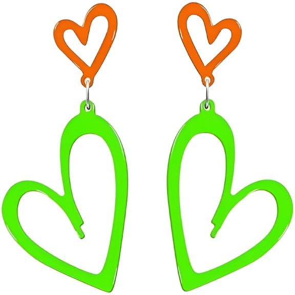 DESIGNICE 80s Neon Acrylic Lightning Heart Earrings Colorful Retro Earrings Glow Party Neon Accessories for Women