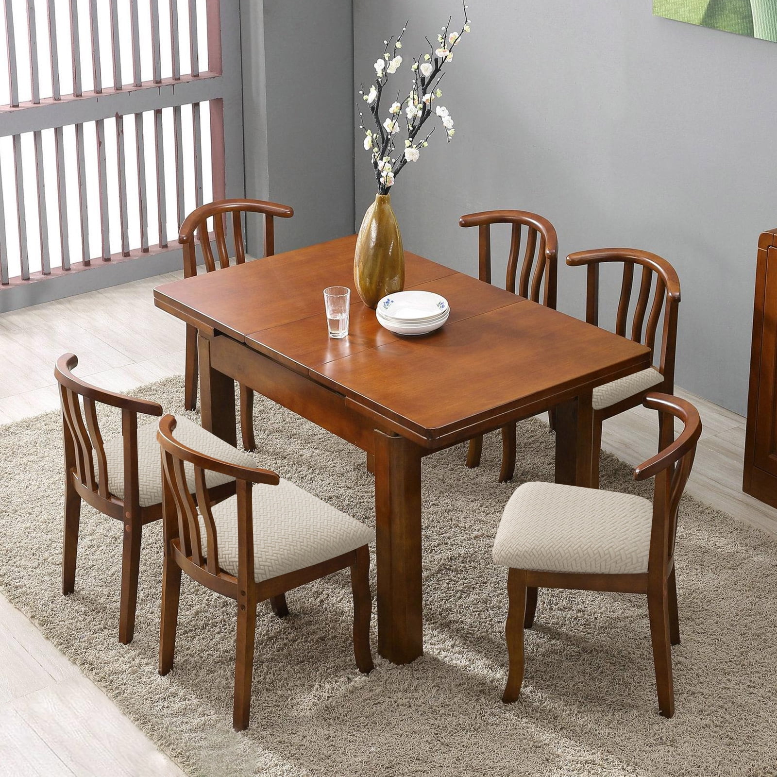 Genina Seat Covers for Dining Room Chair Seat Slipcovers Kitchen Chair Covers(Set of 2,Beige)
