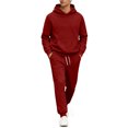 thumbnail image 3 of Dwelliawo Sweat Suits for Men 2 Piece Hoodie and Sweatpants Heavyweight Solid Color Fleece Hoodie Jogging Sport Pant Set Casual Fall Suit with Pockets Wine M, 3 of 6