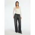 thumbnail image 3 of Scoop Women’s Ribbed Square Neck Top with Long Sleeves, Sizes XS-XXL, 3 of 6