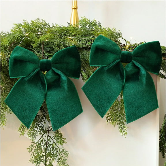 Kbndieu Christmas Ornaments Bows Christmas Tree Wreath Decorations, Green Ribbon Bows for Holiday Parties Indoor Outdoor Crafts DIY Christmas Decor