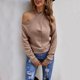 thumbnail image 3 of Gibobby Sudadera con estampado de Navidad para mujer Suéteres de color sólido para mujer, blusas casuales con hombros descubiertos, cuello en V cruzado, manga larga (Rosa, S), 3 of 5