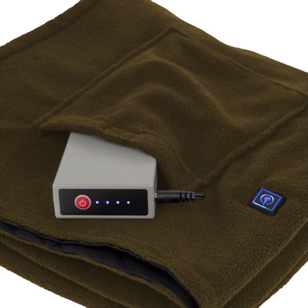 Eddie Bauer OntheGo, Rechargeable Battery Powered Throw, Reversible Fleece & Water Repellent