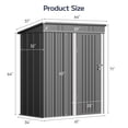 thumbnail image 5 of Asofer 5x3 ft Galvanized Steel Outdoor Storage Shed - Weatherproof Tool Shed with Air Vent, Dark Gray, 5 of 9