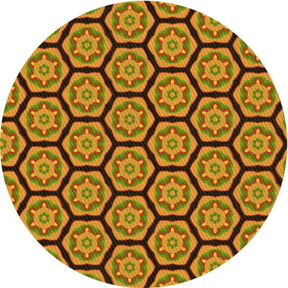 Ahgly Company Indoor Round Patterned Cookie Brown Area Rugs, 6' Round