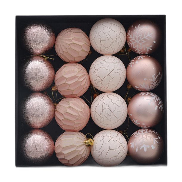 16 Adornos Navideños de Bolas, Bolas, Adornos Colgantes para Árbol de Navidad DIY Oro rosa