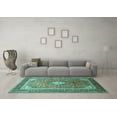thumbnail image 3 of Ahgly Company Indoor Rectangle Medallion Turquoise Blue Traditional Area Rugs, 2' x 4', 3 of 4
