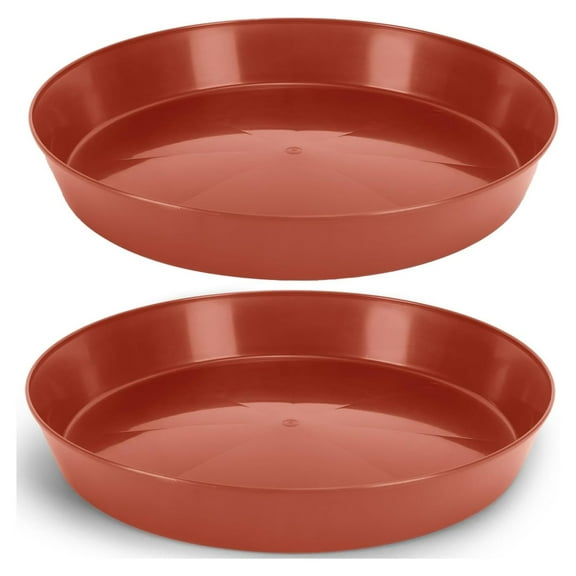 2 16 Inch (14.25in Base) Plant Saucers - Terra Cotta Colored Polypropylene Made in USA