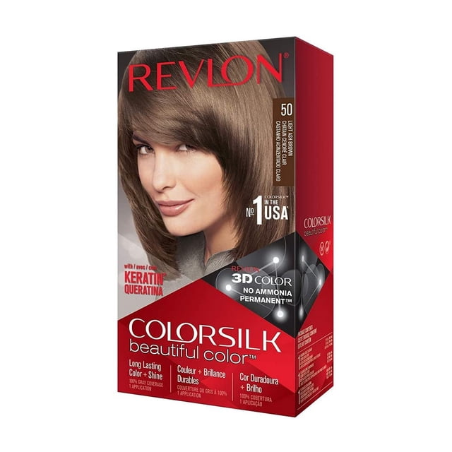 Tinte de pelo Revlon Colorsilk 50 marrón ceniza claro 130 ml paquete de 1