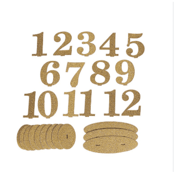 AMSCAN - Gold Glitter Table Numbers (Includes Numbers 1-12)