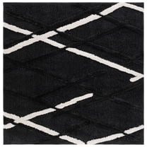 SAFAVIEH Hi-Lo Proinsias Diamond Shag Area Rug, Charcoal/Ivory, 6'7" x 6'7" Square