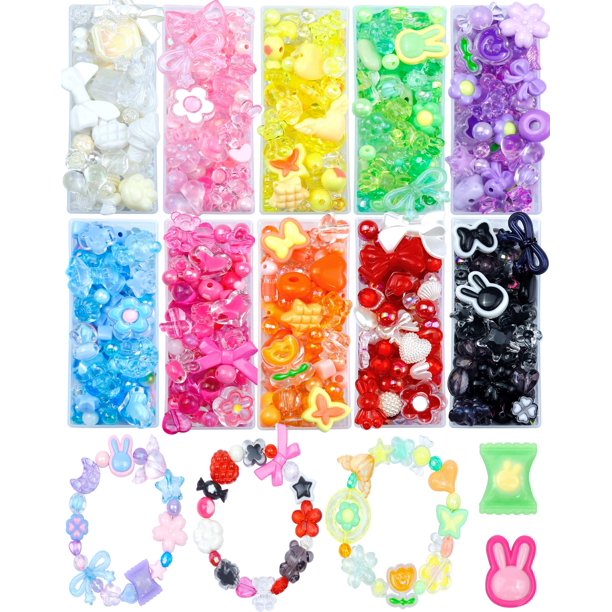 Kit de bisutería DIY con cuentas acrílicas surtidas FIVEIZERO de 750 piezas