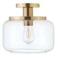 thumbnail image 1 of Henn&Hart 11"W Metal Semi Flush Mount Light in Brushed Brass Finish, 1 of 7