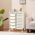 thumbnail image 4 of Costway 15 Drawer Rolling Storage Cart Tools Scrapbook Paper Office School Organizer White, 4 of 10