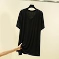 thumbnail image 1 of JMKQLZ Women Solid Color Casual Fashion V-Neck Regular Short Sleeve Medium Length, 1 of 5
