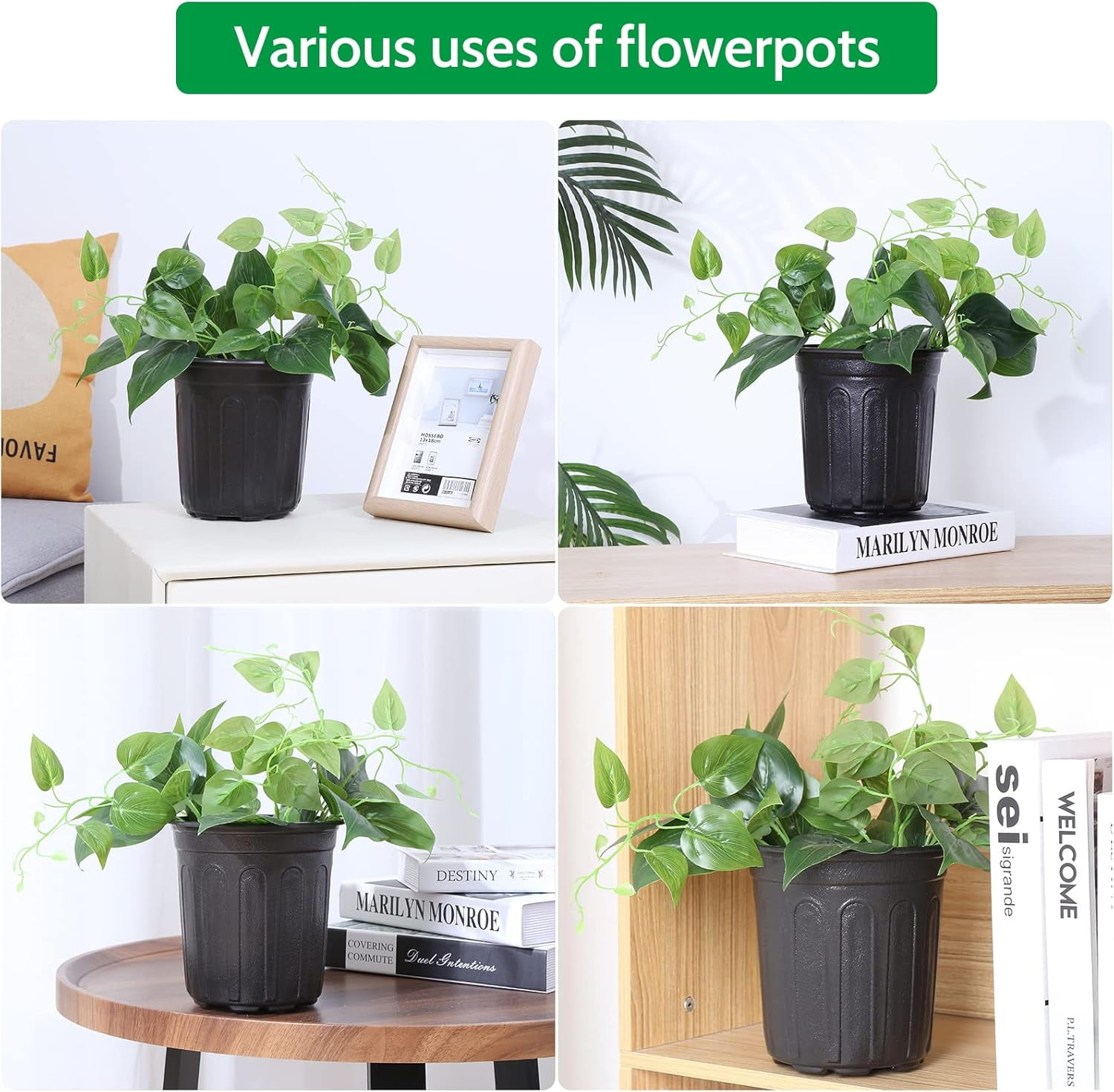 Plastic Nursery Pots, 5.31 Inch Round Plant Pots with Drainage Holes, 100 Pack Planting Pot for Outdoor Indoor Plants, Gardening Gifts for Women, Black