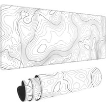 QCQHDU Large Gaming Mouse Pad with Stitched Edges, Minimalist Topographic Map Desk Mat, 3mm Thick Non-Slip Rubber Base Mice Pad for Gamer,Office & Home, 31.5 X 11.8 Inch