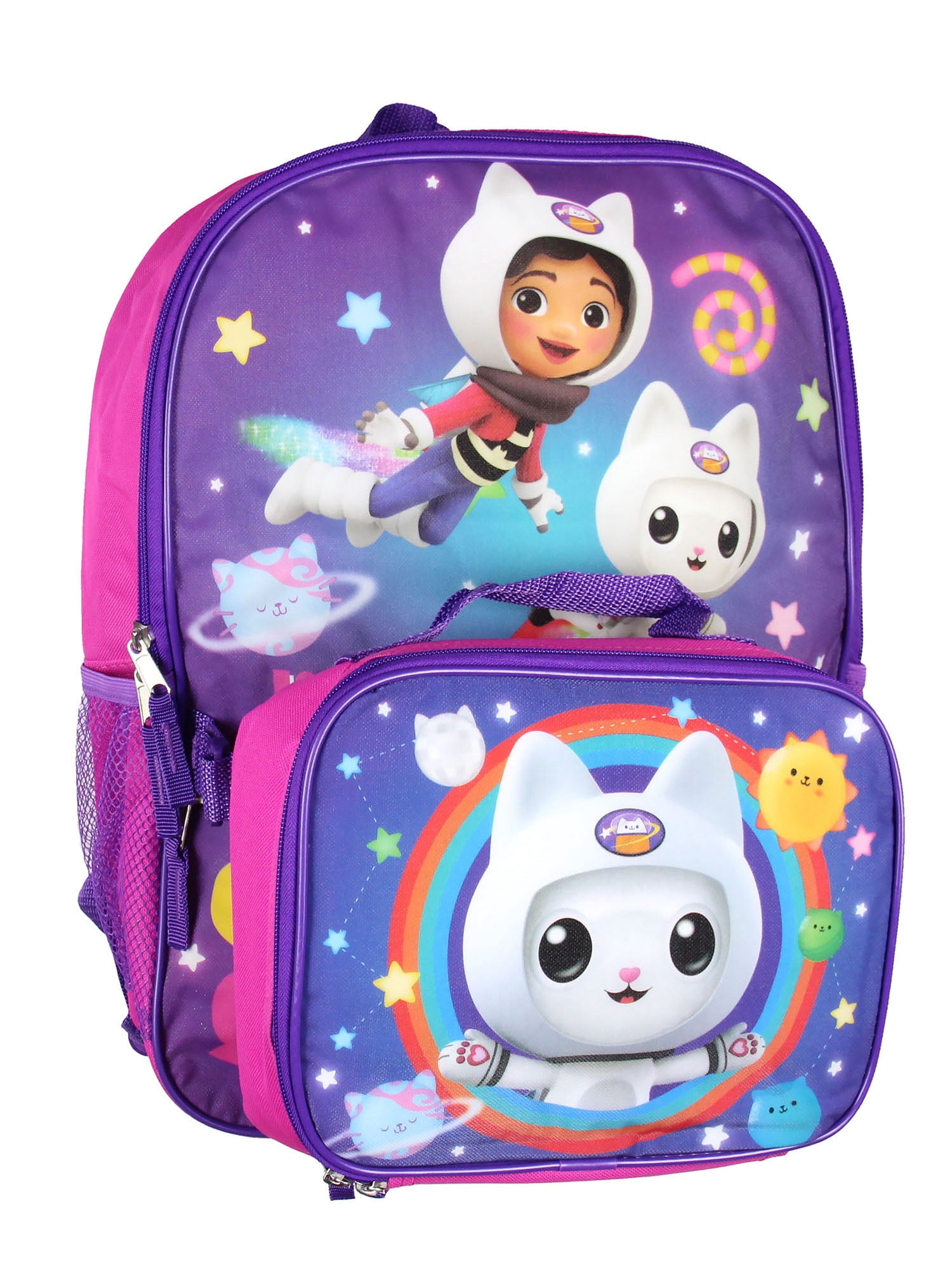 Gabby's Doll House 2 Piece School Travel Backpack Set For Girls With Detachable Insulated Lunch Box