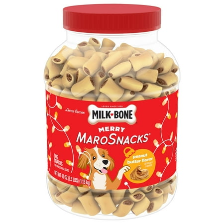 Milk-Bone Merry MaroSnacks Peanut Butter Flavored Holiday Dog Treats with Bone Marrow, 40 oz.