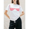 thumbnail image 2 of Gupgi T-Shirts Blancs pour Femmes Soutien-Gorge Imprimé Manches Courtes Col Rond Tee Ample Tops d'Été Décontractés, 2 of 6