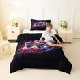 thumbnail image 4 of Manfei Monster Truck Twin Comforter Sets,Neon Lights Print Bedding Set,Black,Black Reversible,2-Piece,1 Comforter and 1 Pillowcase, 4 of 7