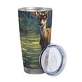 thumbnail image 2 of Fotbe Peaceful Deer Lily Pond Pattern 20 oz Tumbler Stainless Steel Vacuum Insulated Coffee Ice Cup Double Wall Travel Flask Leak-proof Coffee Cup-Straw Three-piece Set, 2 of 8