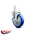 thumbnail image 2 of 5 Inch Blue Polyurethane Wheel Swivel 7/8 Inch Square Stem Caster with Brake, 2 of 2