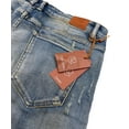 thumbnail image 4 of Crysp Denim Men's Biker Moto Distressed Rip & Repair Skinny Fit Stretch Jeans (42, Indigo Rust), 4 of 4