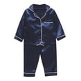 thumbnail image 3 of Satin Pajamas Kids Coat Style Girls' Pajama Sets Button Down Tops with Pants Silk Pajamas Outfits Tween Pajamas 6-12 Months, 3 of 6