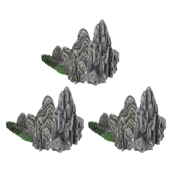 MOKKHNB 12Pcs Fish Tank Accessories Dark Grey Fake Stone Ornament for DIY Bonsai and Garden