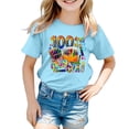 thumbnail image 1 of FhsagQ T-Shirt Décontracté Imprimé Mode Manches Courtes Col Rond Ample pour Filles, Taille 6-7 Bleu Clair 6-7 Ans, 1 of 4