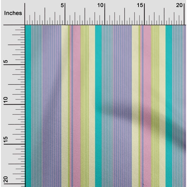 oneOone Tissu Polyester Lycra Multicolore à Rayures Tissu au Mètre 56 Pouces de Large