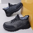 thumbnail image 4 of Mens Winter Boots Trendy Splice Suede Plush Lined Snow Booties Hiking Shoes Casual Lace up Antislip Outdoor Sneakers Gray Size 10, 4 of 8