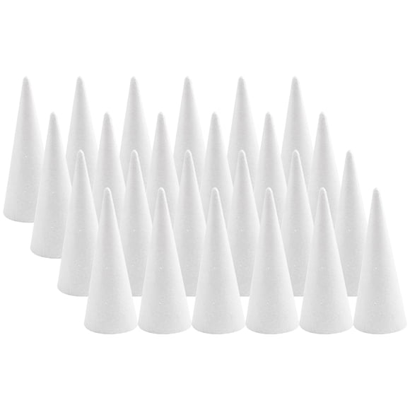 Conos de espuma Crafjie Craft, paquete de 24 unidades, blancos, 5,4 x 11 cm