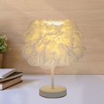 thumbnail image 1 of Modern LED Desk Light Decor Lantern Lighting Fixture Night Lights Feathers Shade White, 1 of 10