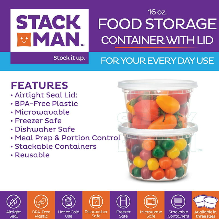 EDI [24 OZ, 50 Sets] Plastic Deli Food Storage Containers with Airtight  Lids | Microwave-, Freezer-, Dishwasher-Safe | BPA Free | Heavy-Duty | Meal