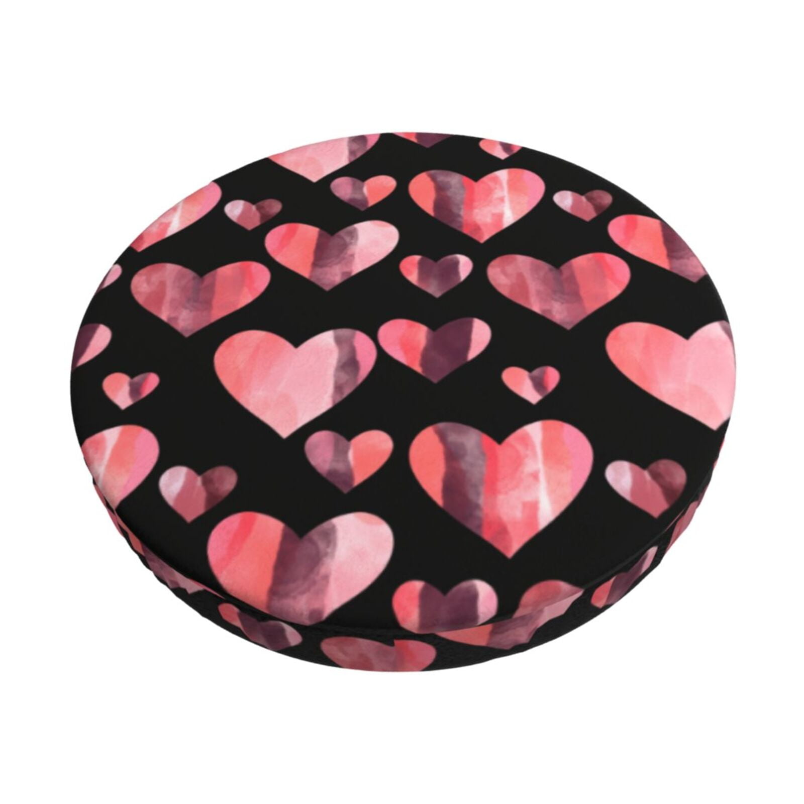 Easygdp Hearts Print Easy To Install Bar Stool Covers&Stool Covers Round&Elastic Stool Cover, Barstool Covers,Washable&Bottom With Elastic Edge-13 inch