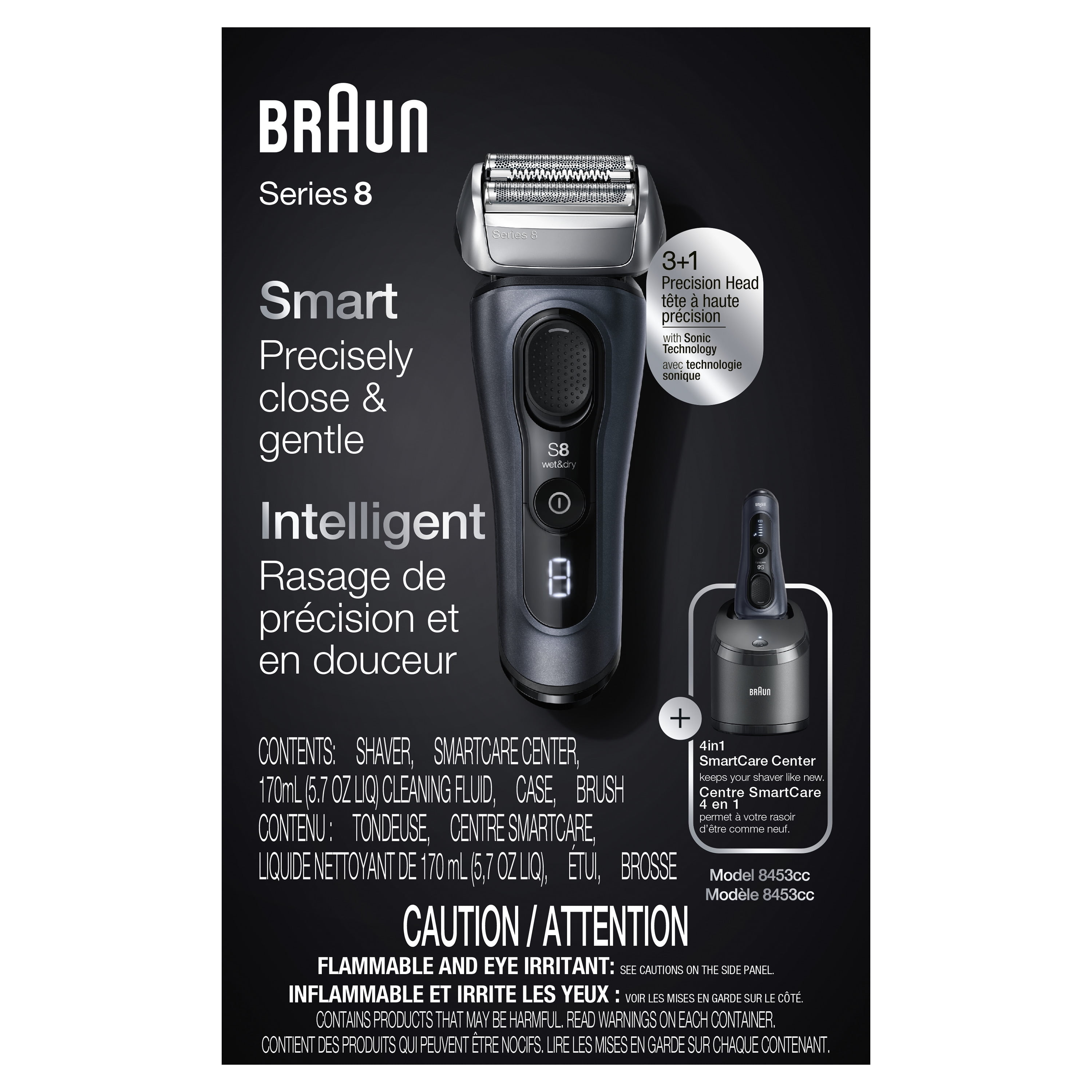 Braun Series 8 8453cc Electric Shaver for Men, 3+1 Head with Precision ...