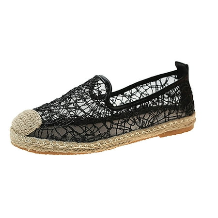 

Jsezml Boho Sandals for Women Lace Floral Crochet Mesh Dress Shoes Summer Breathable Slip On Walking Sneakers