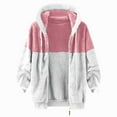 thumbnail image 5 of Oversized Men's Fuzzy Long Sleeve Hooded Jackets Full Zip Casual Loose Colorblock Sherpa Fleece Jacket Coat Outerwear Pink,3XL, 5 of 6